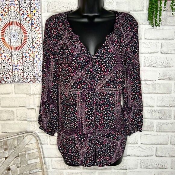 Daniel Rainn Boho Hippie Button Down Blouse Top Shirt Loose Oversized Size Small - Picture 1 of 6